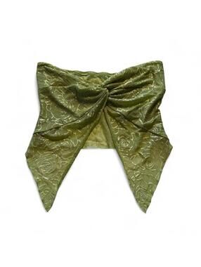 Whimsical Fairycore Crop Top Women's L Green Stretch Cottagecore Y2K Kawaii Cute